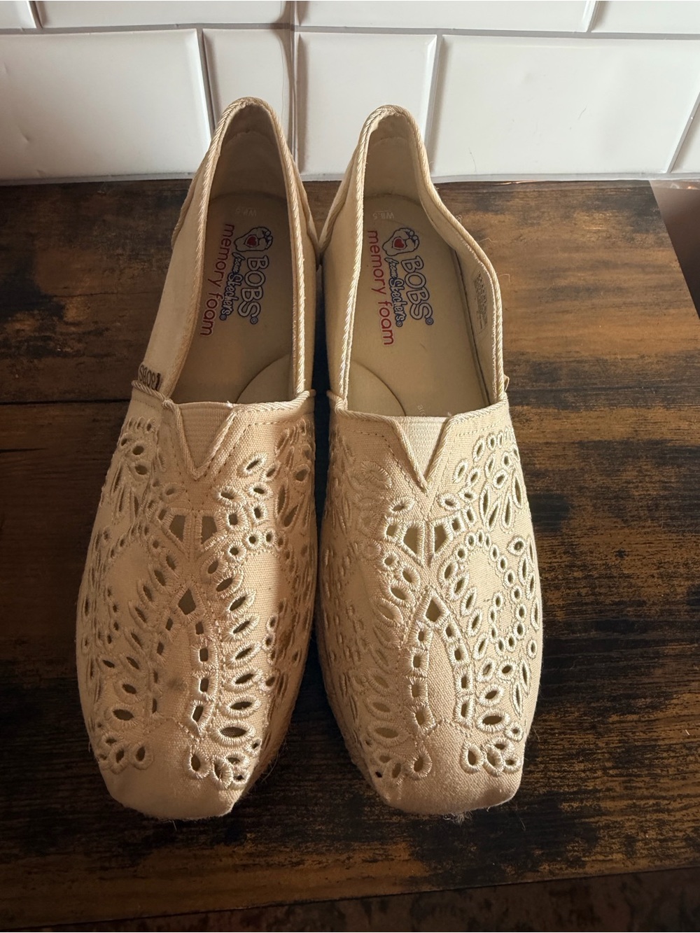 Skechers BOBS Women's Slip-On Flats in Metallic Champagne